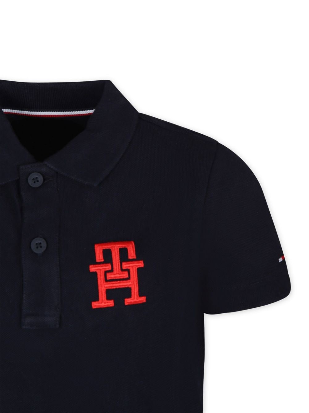 Shop Tommy Hilfiger Junior Logo-appliqué Polo Shirt In Blue
