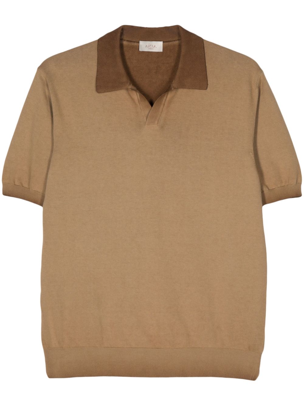 Shop Altea Knitted Polo Shirt In Neutrals