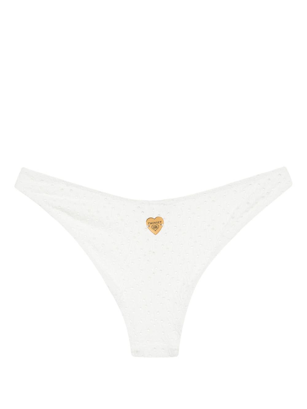 Shop Twinset Openwork Bikini Bottom In White