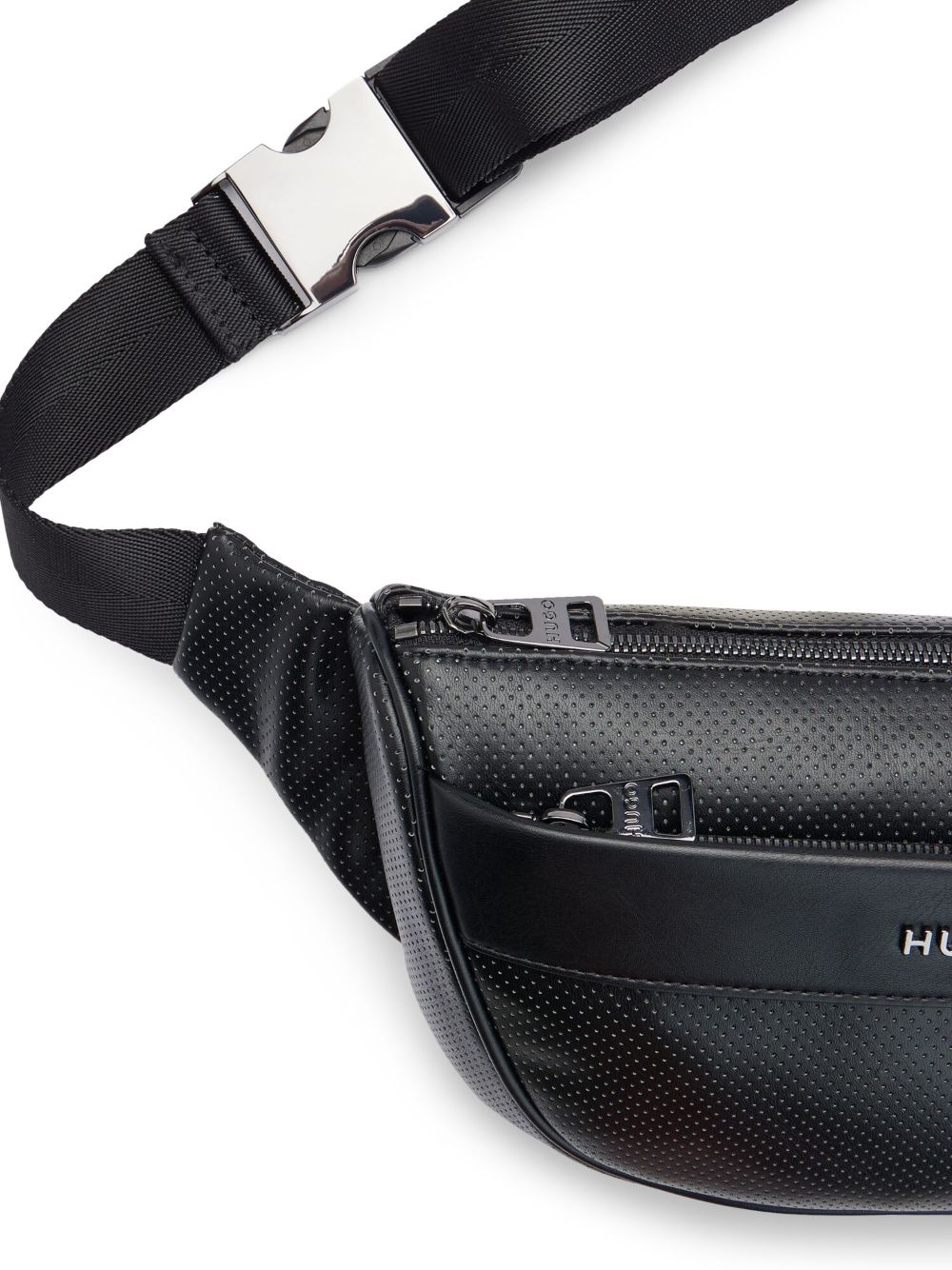 Shop Hugo Logo-plaque Faux-leather Belt Bag In Schwarz