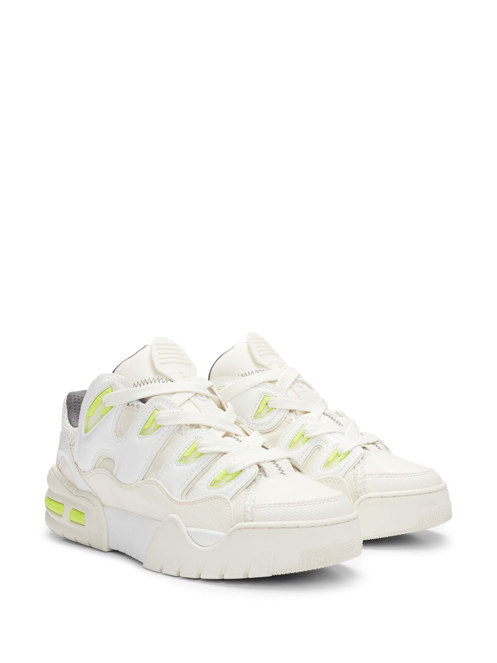 Shop Hugo Panelled Lace-up Sneakers In Weiss