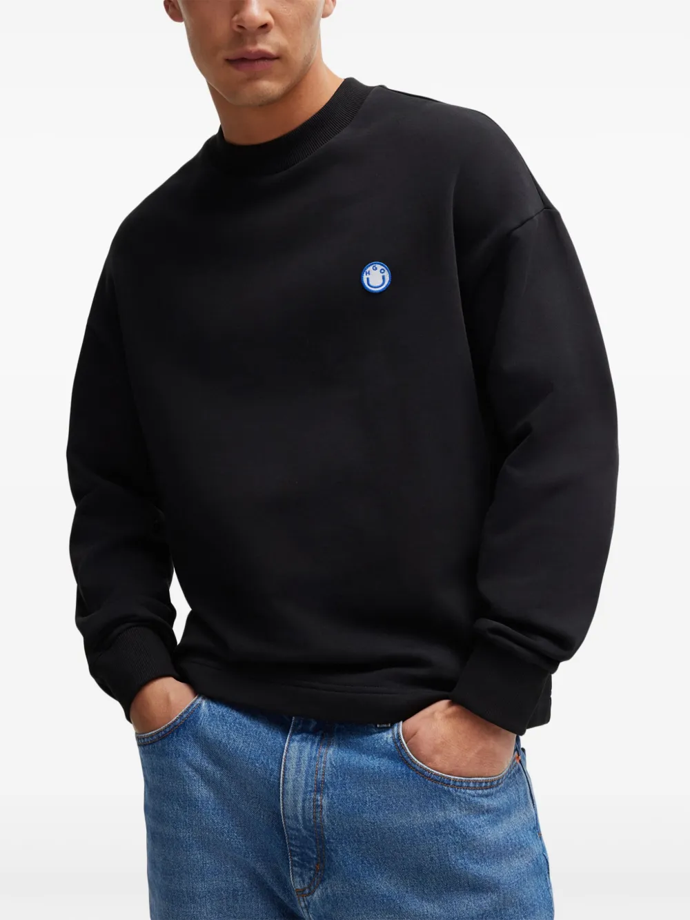 HUGO Katoenen sweater - Zwart