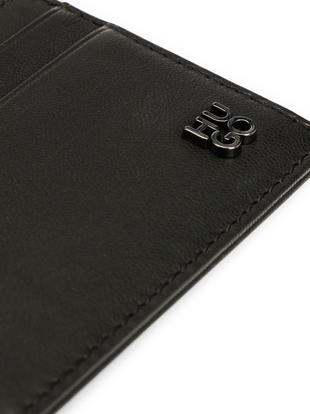 Shop Hugo Logo-plaque Leather Cardholder In Black