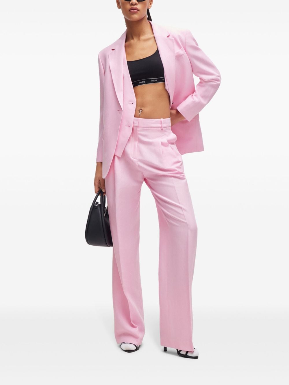 Shop Hugo Tailored Straight-leg Trousers In Pink