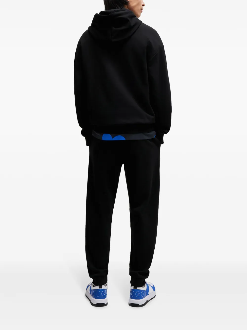 HUGO Katoenen hoodie met logopatch Zwart