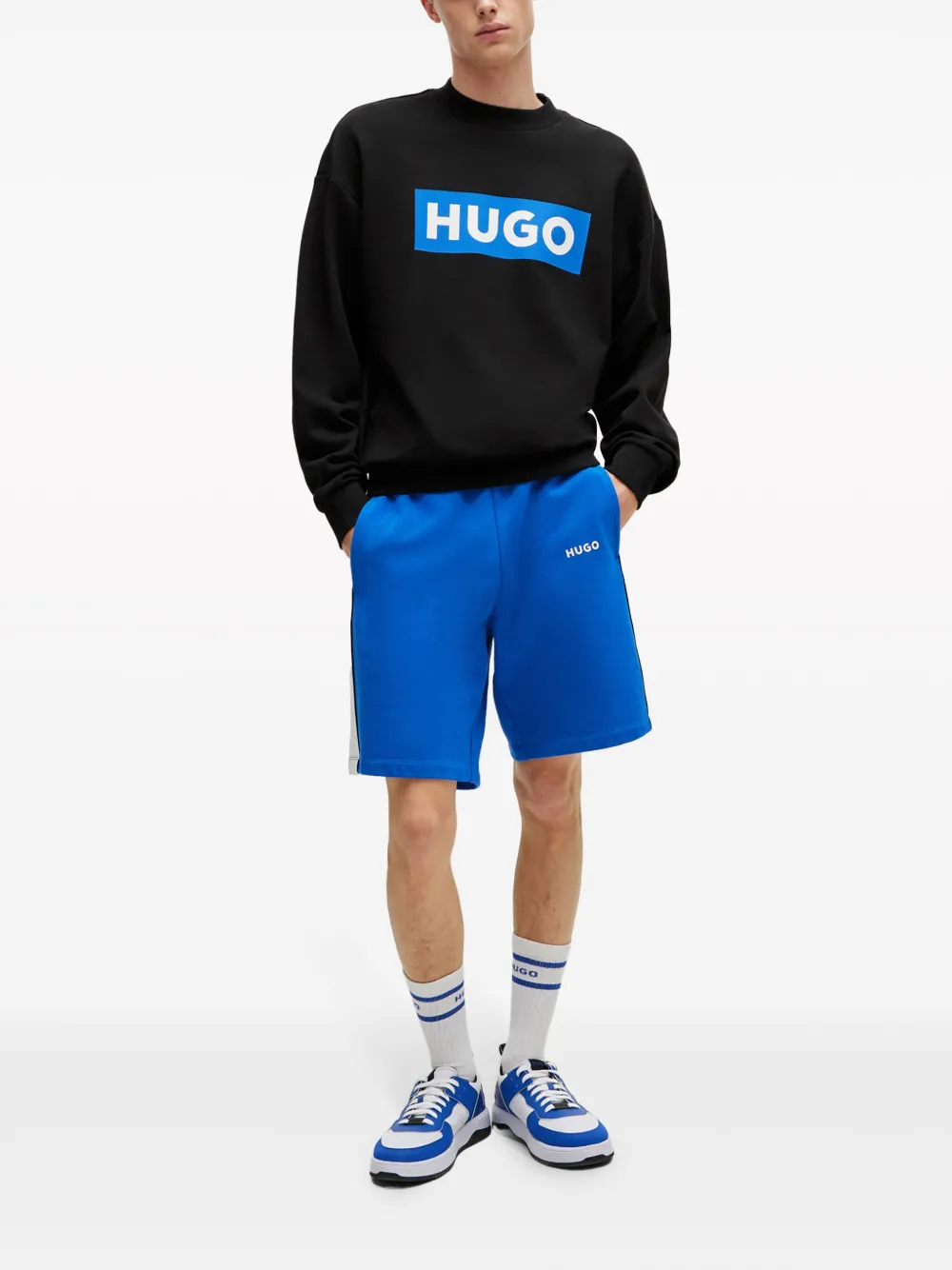 HUGO Sweater met logoprint - Zwart