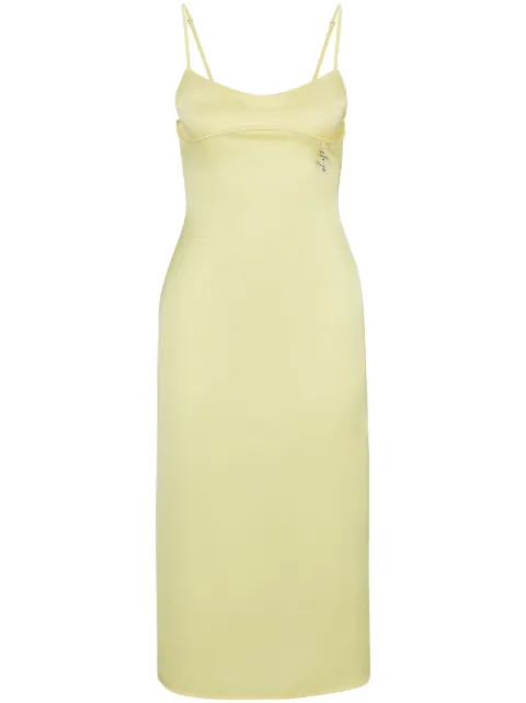 HUGO Vestido midi de cetim com logo