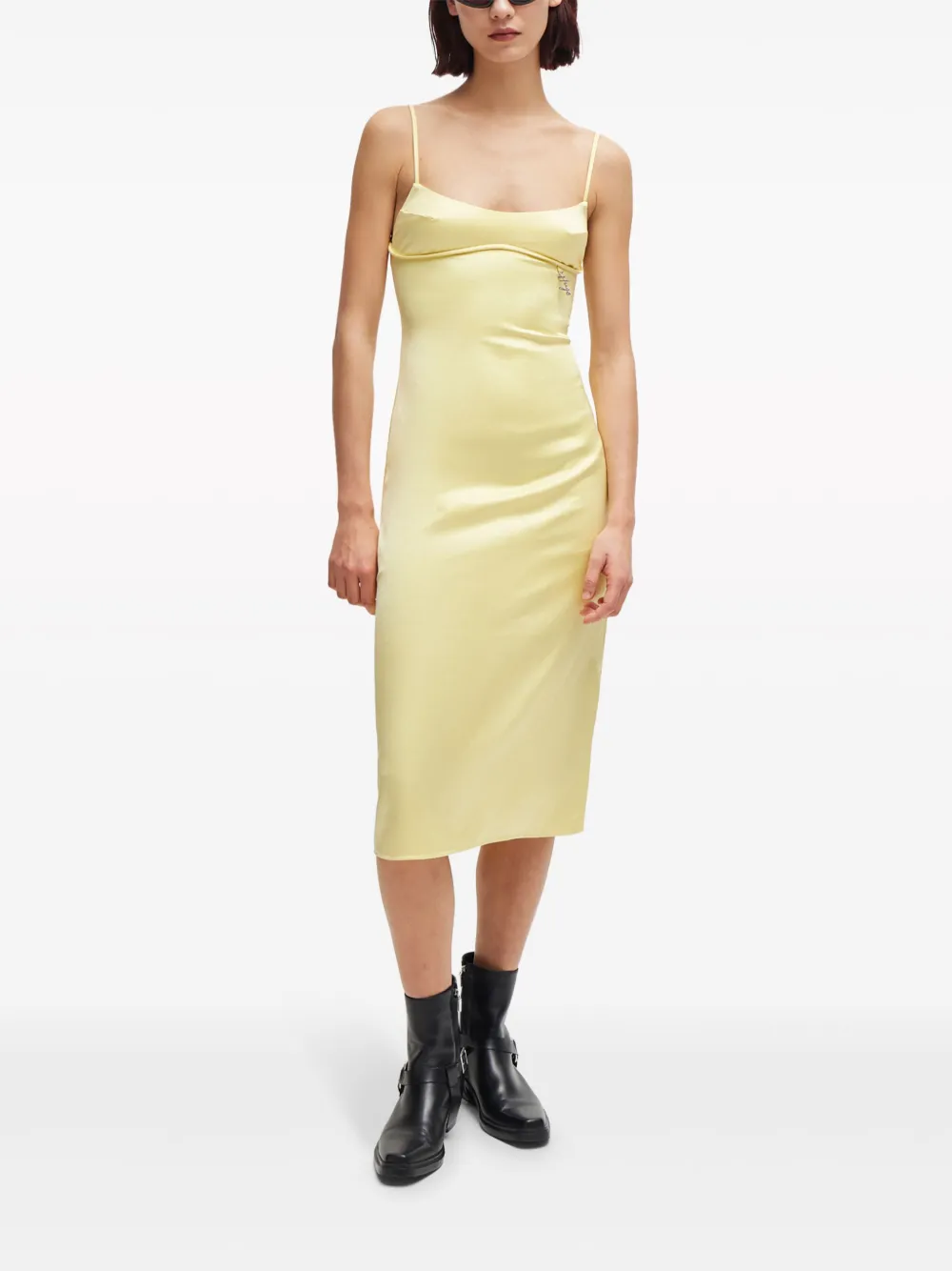 HUGO logo-charm satin midi dress | Day Dresses | Image 2