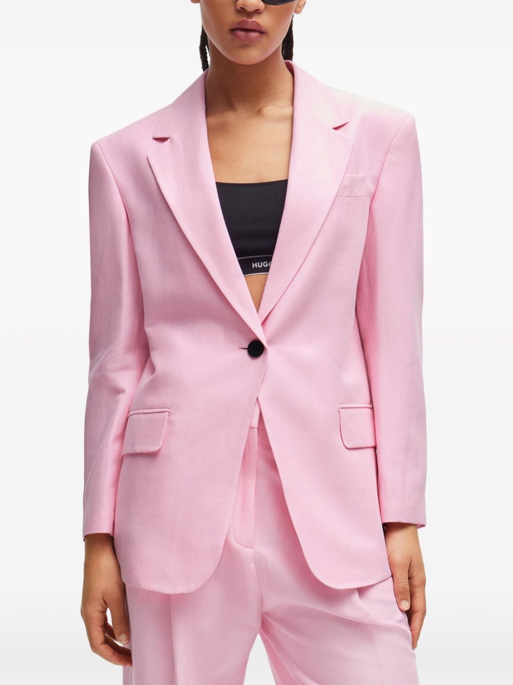 Shop Hugo Single-breasted Blazer In Pink