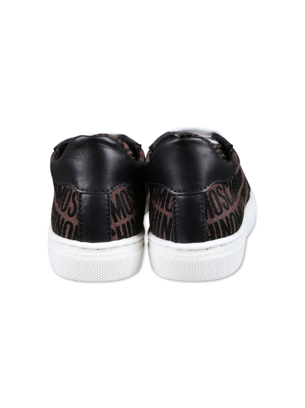 Shop Moschino Logo-jacquard Panelled Sneakers In Brown