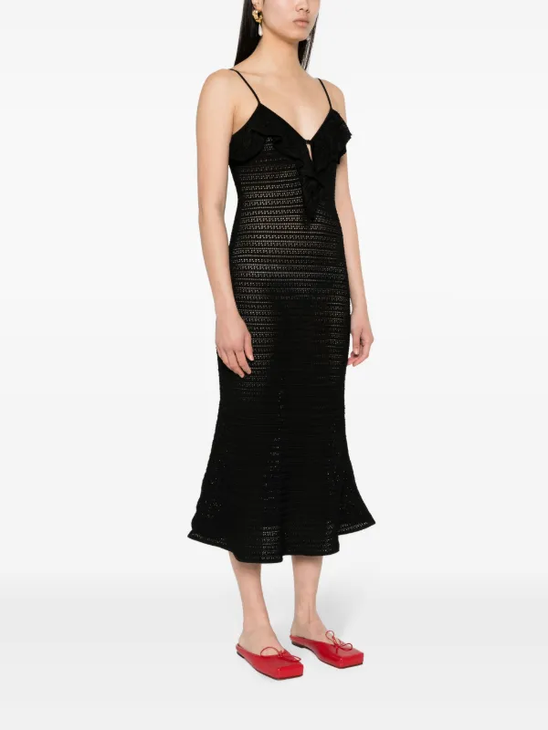 Self-portrait Crochet Midi Dress - Black Self-portrait Crochet Midi Dress - Black