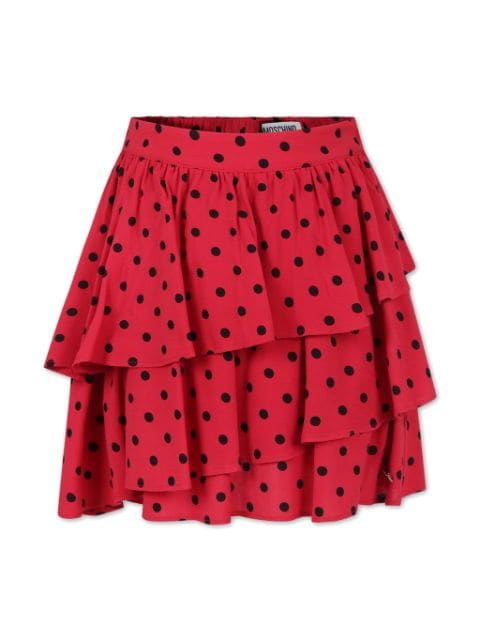 Moschino Kids polka-dot ruffled skirt