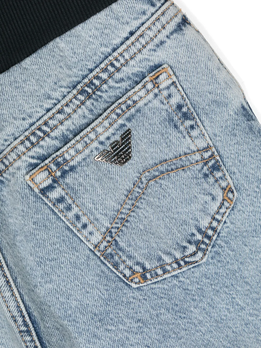 Emporio Armani Kids Spijkershorts met logoplakkaat Blauw
