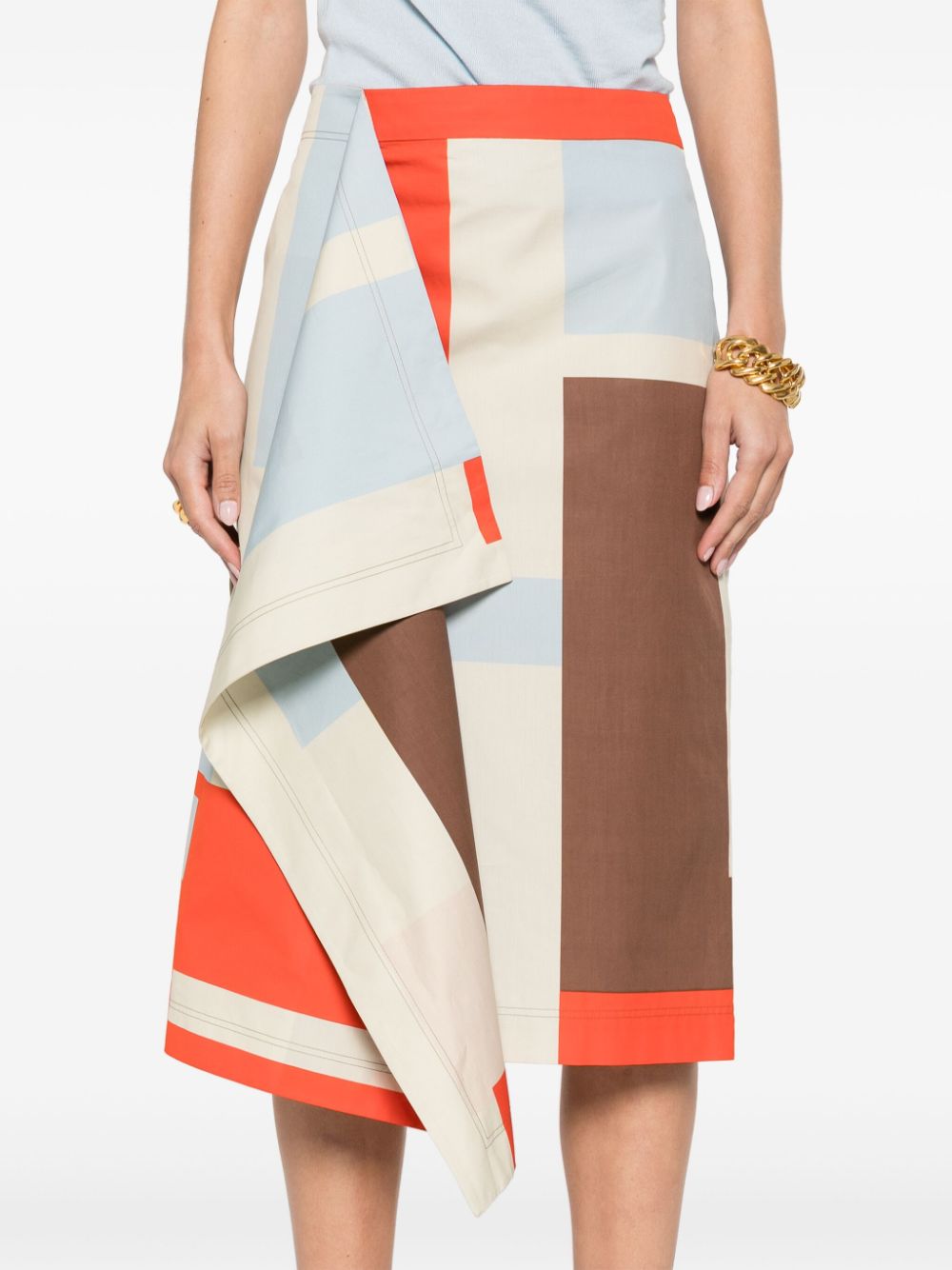 Shop Fendi Colour-block Midi Skirt In Neutrals