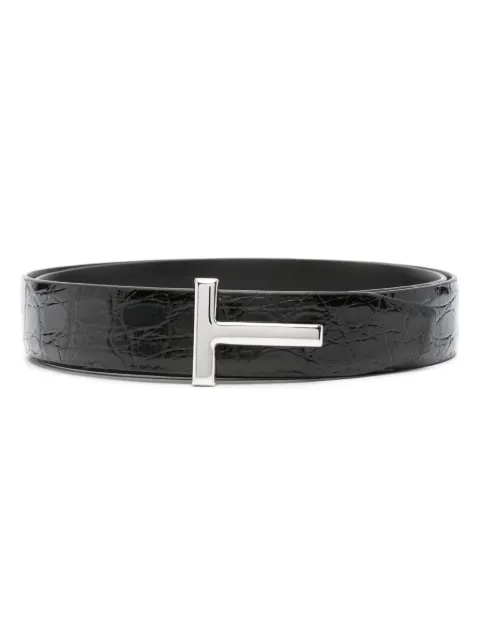 TOM FORD ceinture en cuir à effet peau de crocodile