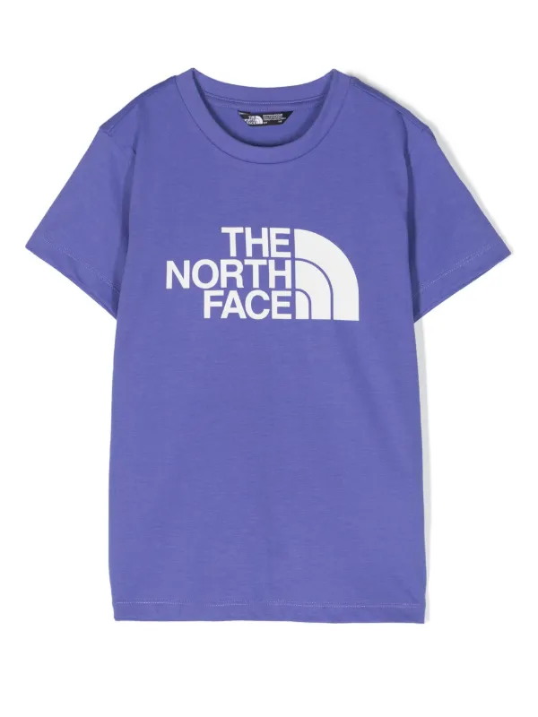 The North Face Kids logo print Jersey T shirt Purple FARFETCH NZ