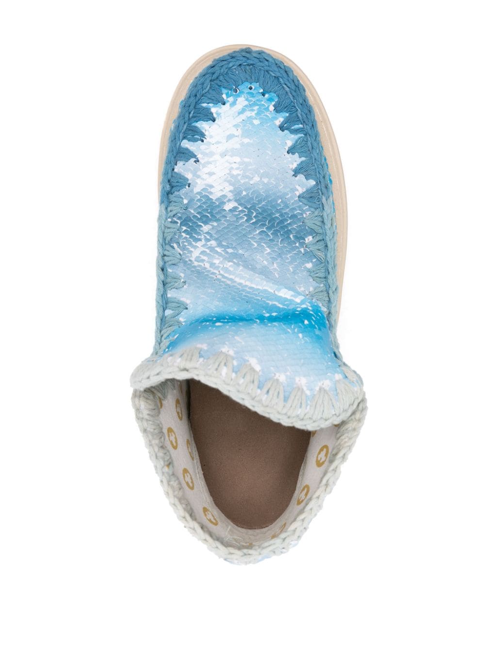Shop Mou Crochet-trim Sequined Boots In Blue