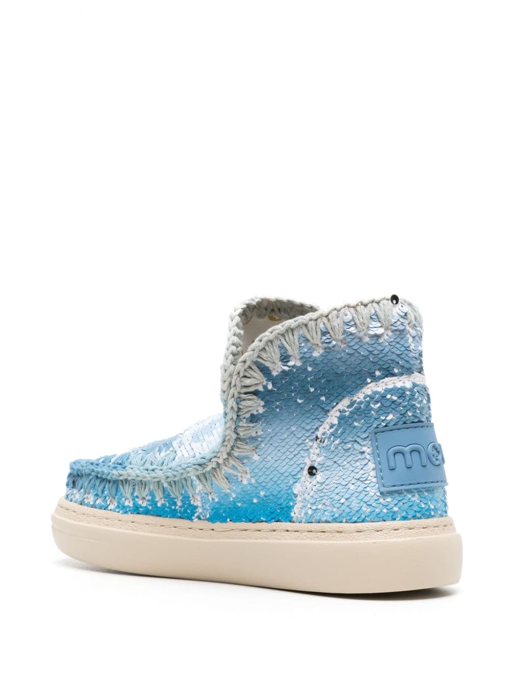 Shop Mou Crochet-trim Sequined Boots In Blue