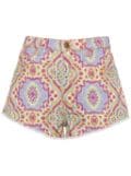 ETRO floral-print denim shorts - Blue