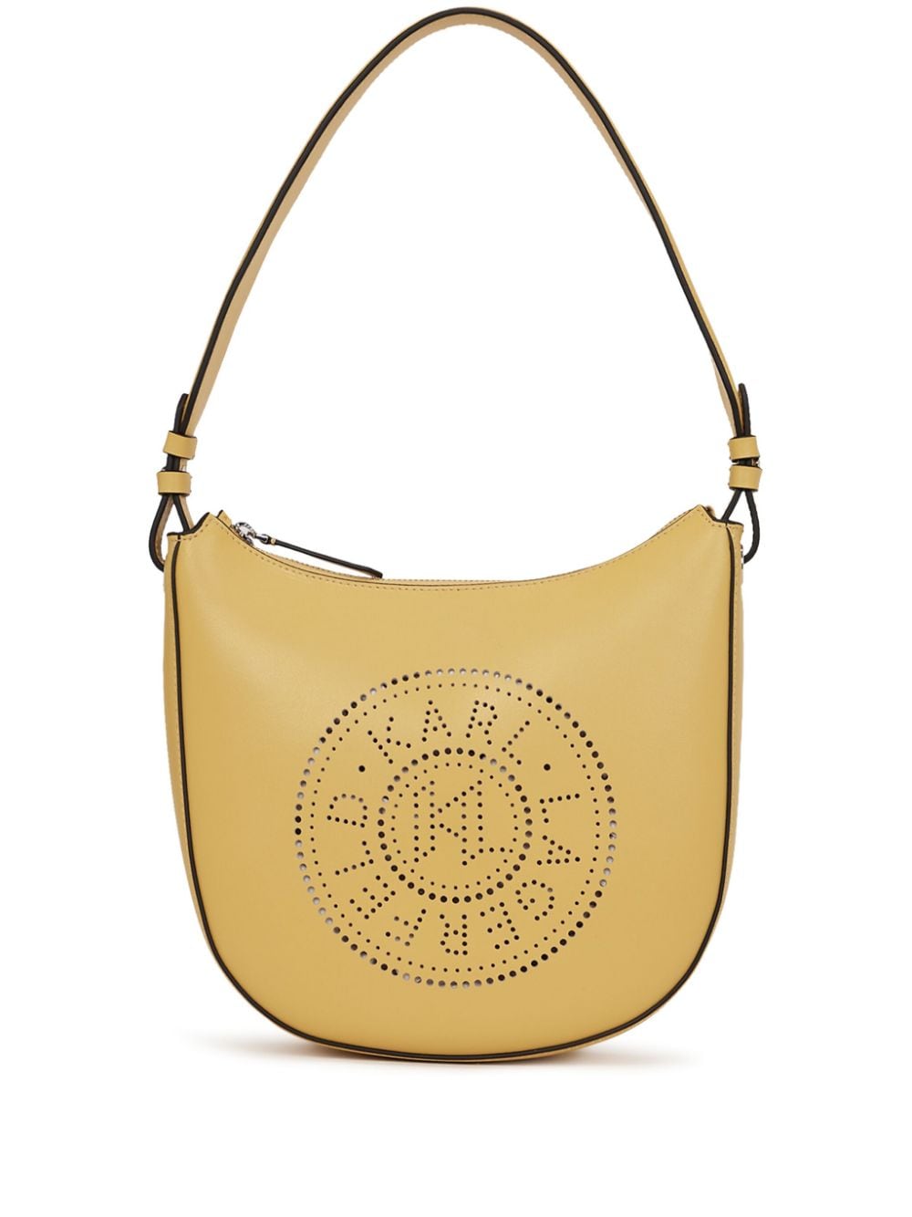 Karl Lagerfeld K/circle Moon Perforated-logo Shoulder Bag In Brown