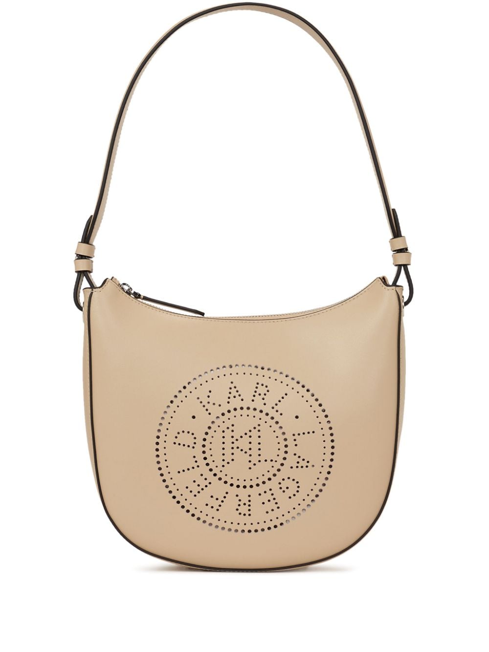 Karl Lagerfeld K/circle Moon Perforated-logo Shoulder Bag In Neutrals