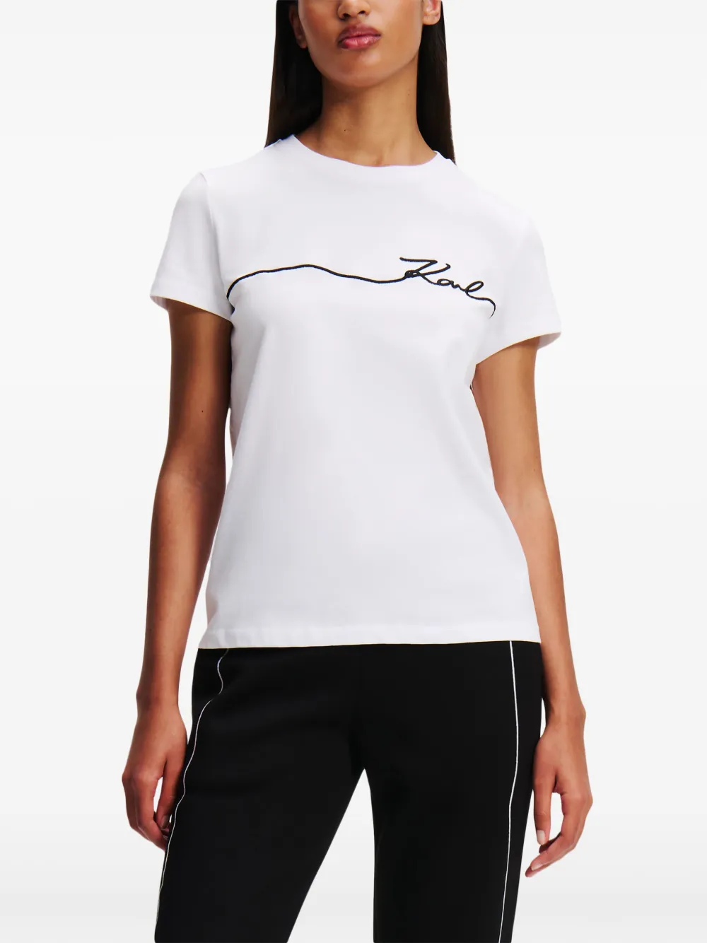 Karl Lagerfeld T-shirt met geborduurd logo Wit