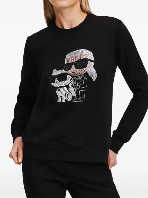 Karl Lagerfeld Sudadera Ikon Con Detalle De Strass Negro