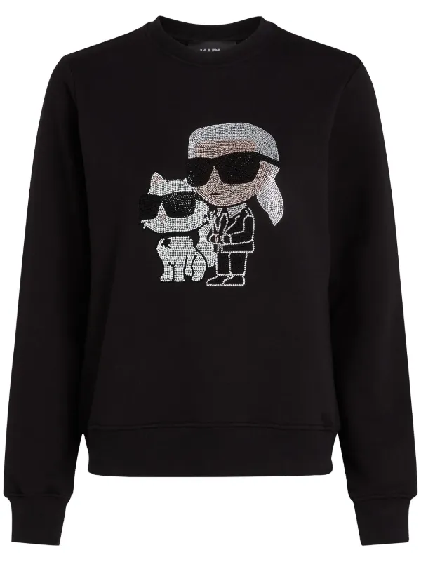 Karl Lagerfeld Ikon rhinestone-embellished Sweatshirt Black