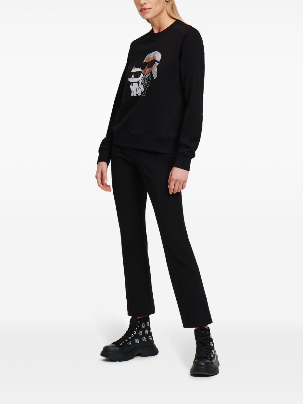 Karl Lagerfeld Ikonik 2.0 sweater met stras - Zwart