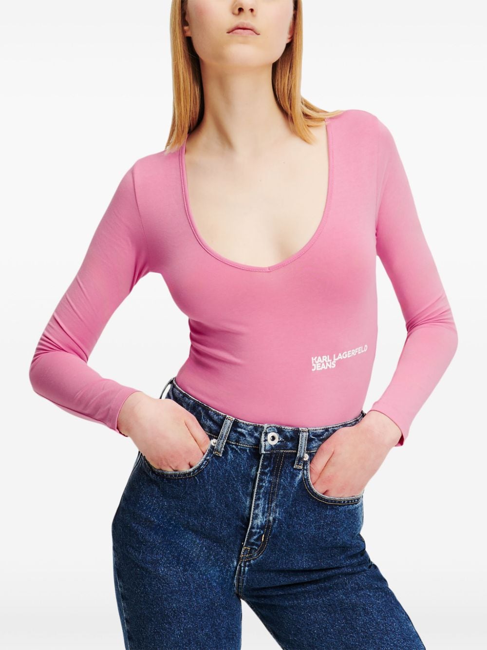 Karl Lagerfeld Jeans Body met logoprint - Roze