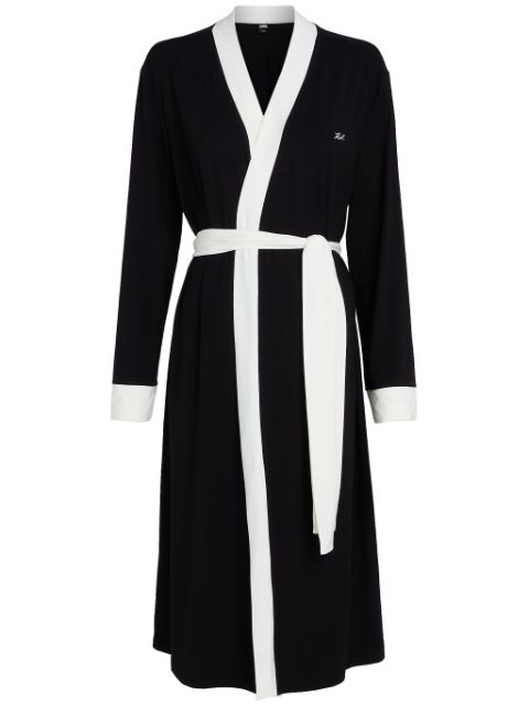 Karl Lagerfeld logo-embroidered two-tone dressing gown