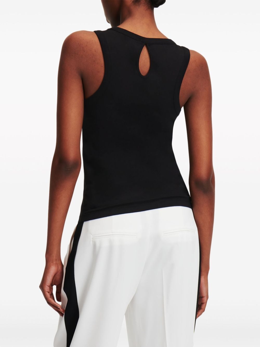 Shop Karl Lagerfeld Signature Rhinestone-embellished Tank Top In Schwarz