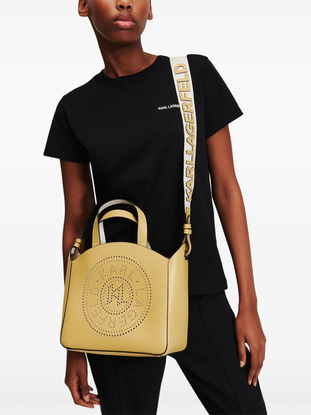 Karl Lagerfeld K/Circle shopper met geperforeerd logo - Geel