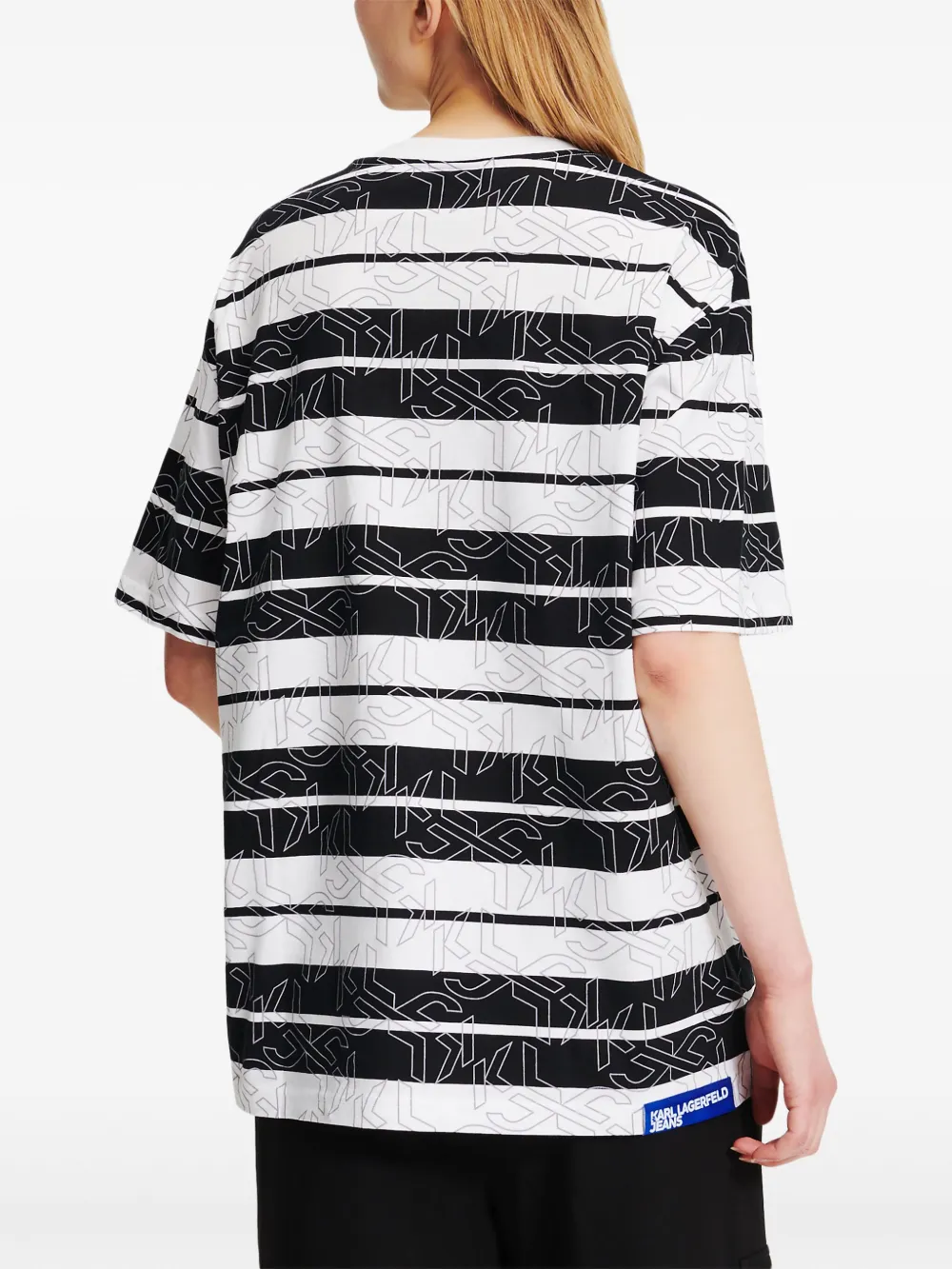 Karl Lagerfeld Jeans T-shirt met monogramstreep Wit