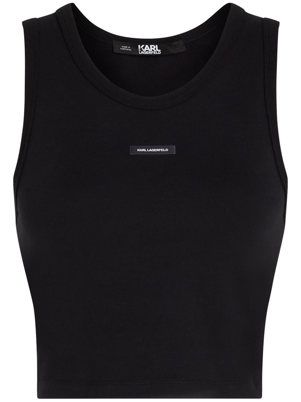 Karl Lagerfeld Logo Patch Cropped Tank Top In Black