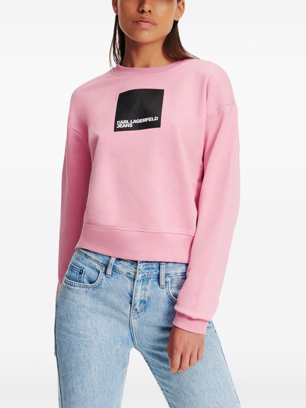 Shop Karl Lagerfeld Jeans Logo-print Organic Cotton Sweatshirt In Pink