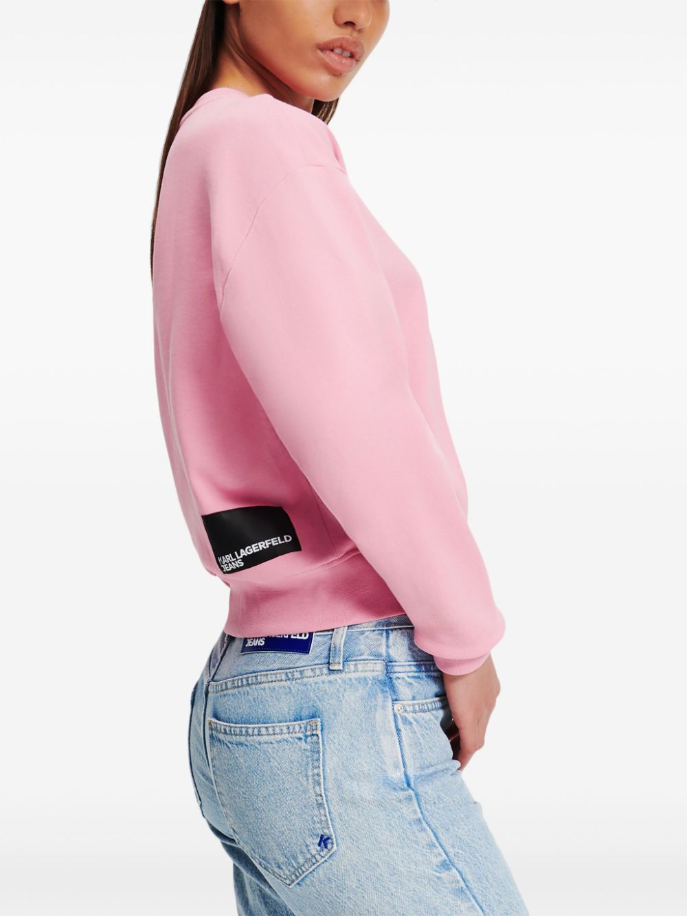 Shop Karl Lagerfeld Jeans Logo-print Organic Cotton Sweatshirt In Pink