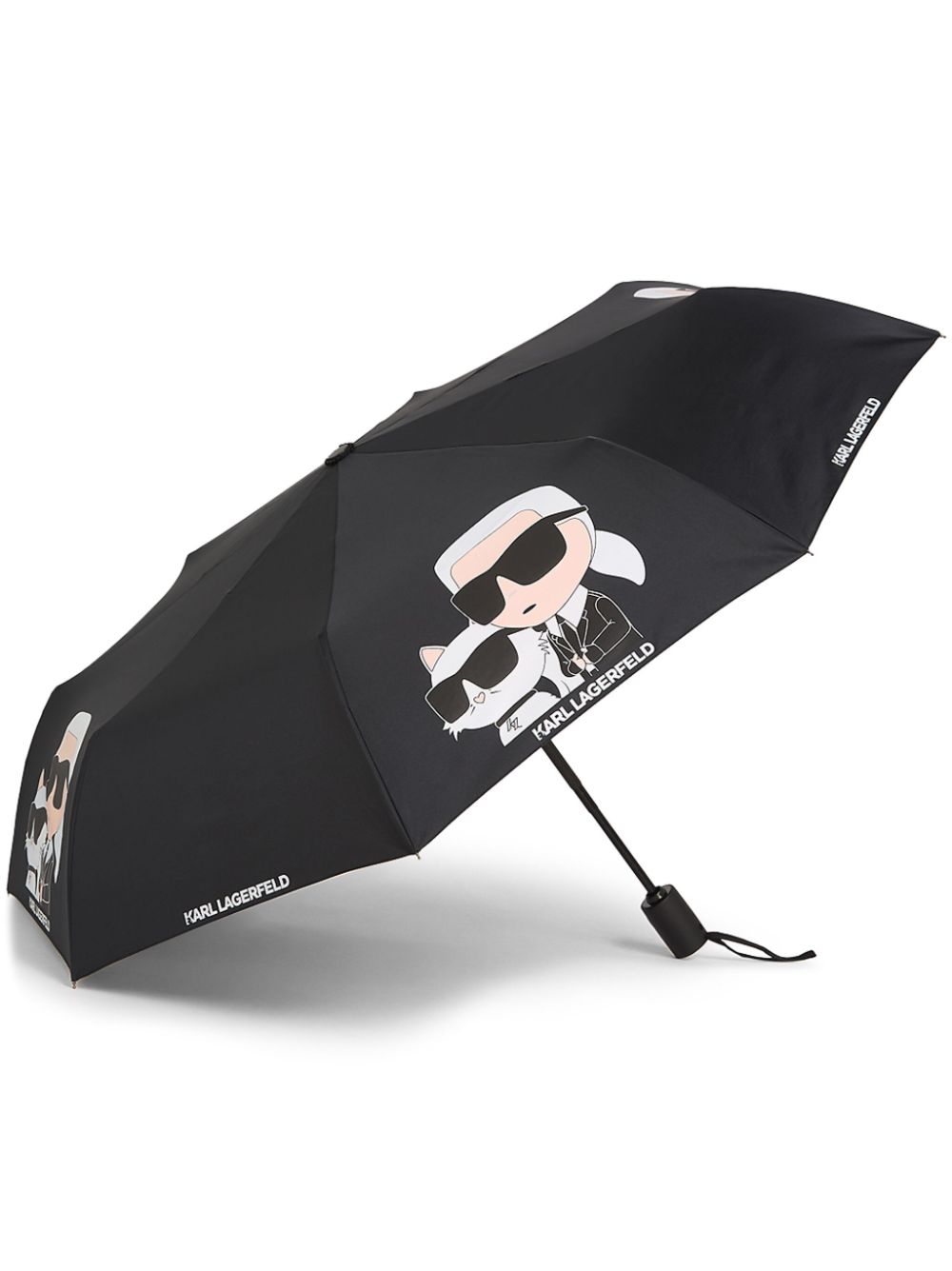 Karl Lagerfeld Ikonik Logo-print Umbrella In Black