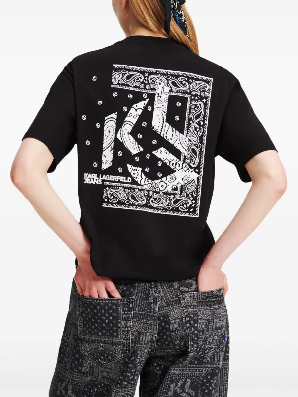 Karl Lagerfeld Jeans Bandana monogram-print T-shirt Black - Main Image