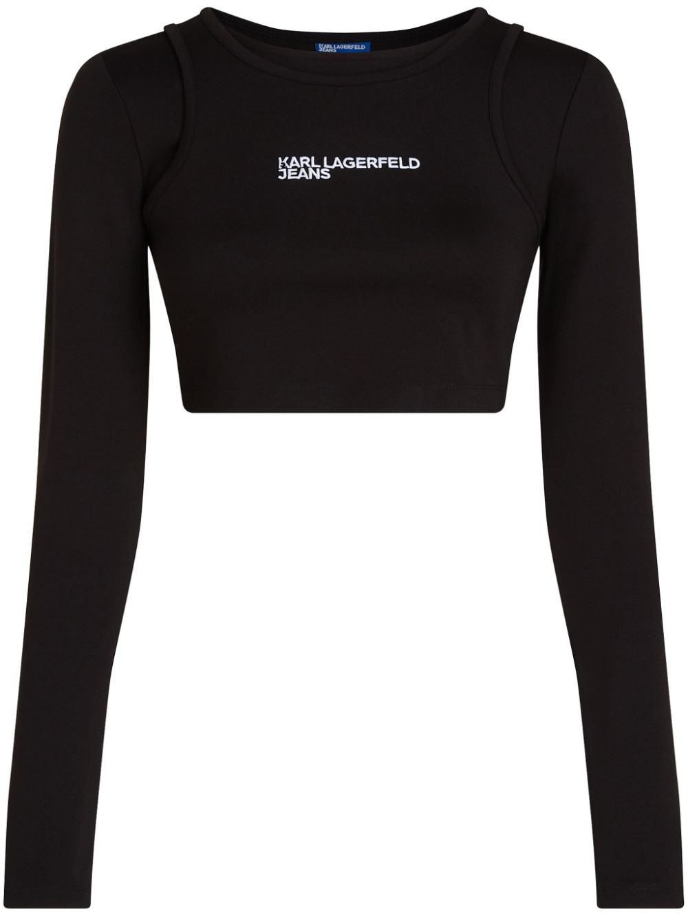 Karl Lagerfeld Jeans logo-embroidered layered T-shirt - Black