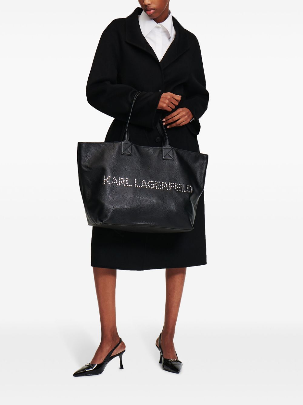 Shop Karl Lagerfeld Double-face Wool-blend Coat In Black