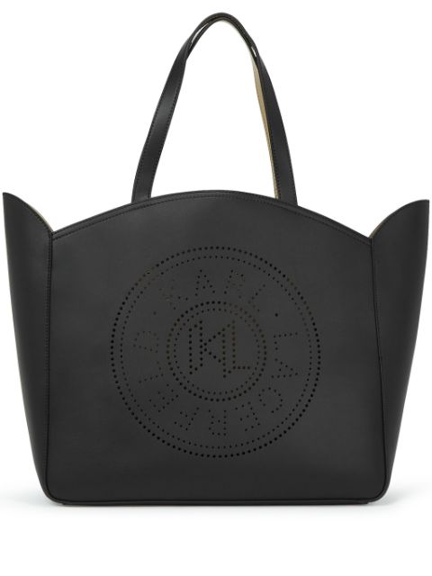 Karl Lagerfeld K Circle perforated-logo tote bag WOMEN