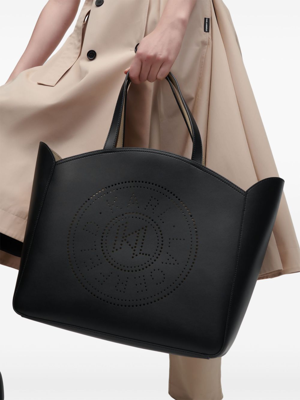 Karl Lagerfeld K Circle perforated-logo tote bag WOMEN