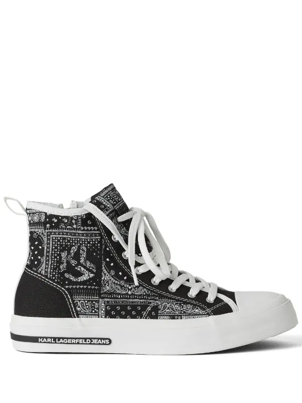 Karl Lagerfeld Jeans Vulc bandana-print high-top Sneakers Black