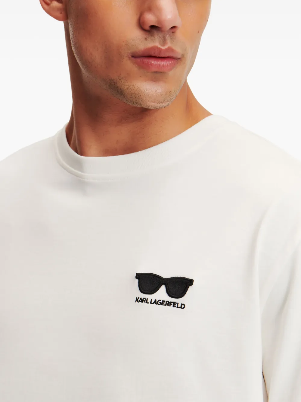Karl Lagerfeld T-shirt met geborduurde zonnebril Wit