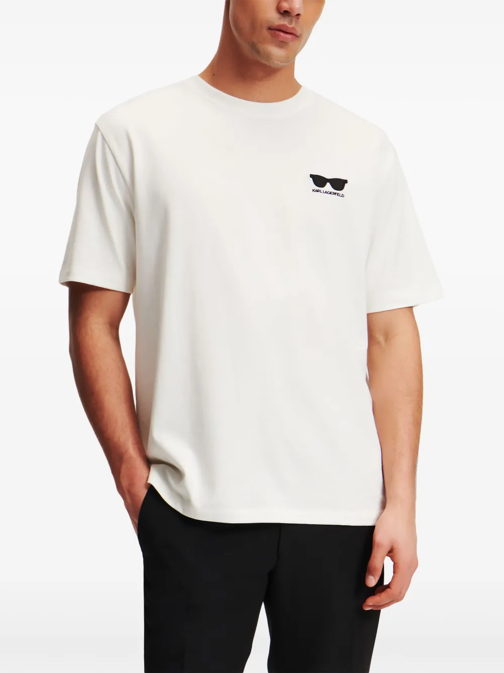 Karl Lagerfeld T-shirt met geborduurde zonnebril Wit