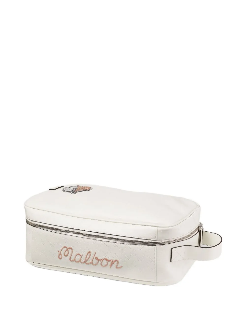 Jimmy Choo Embossed-logo Crystal-embellished Shoe Bag In White