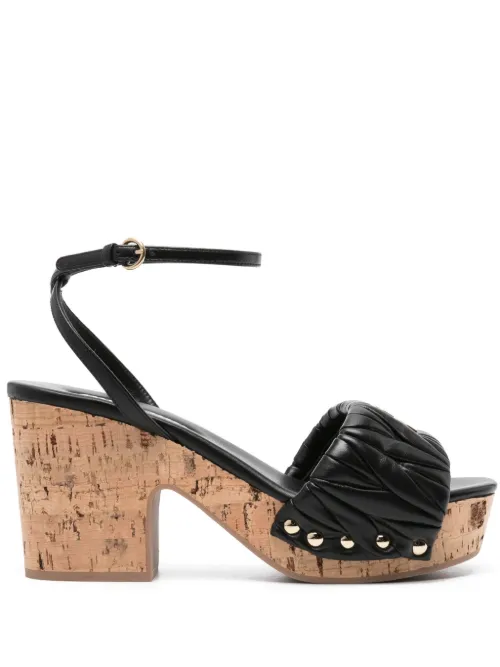 Sandales en cuir à plaque logo - Miu Miu - Modalova