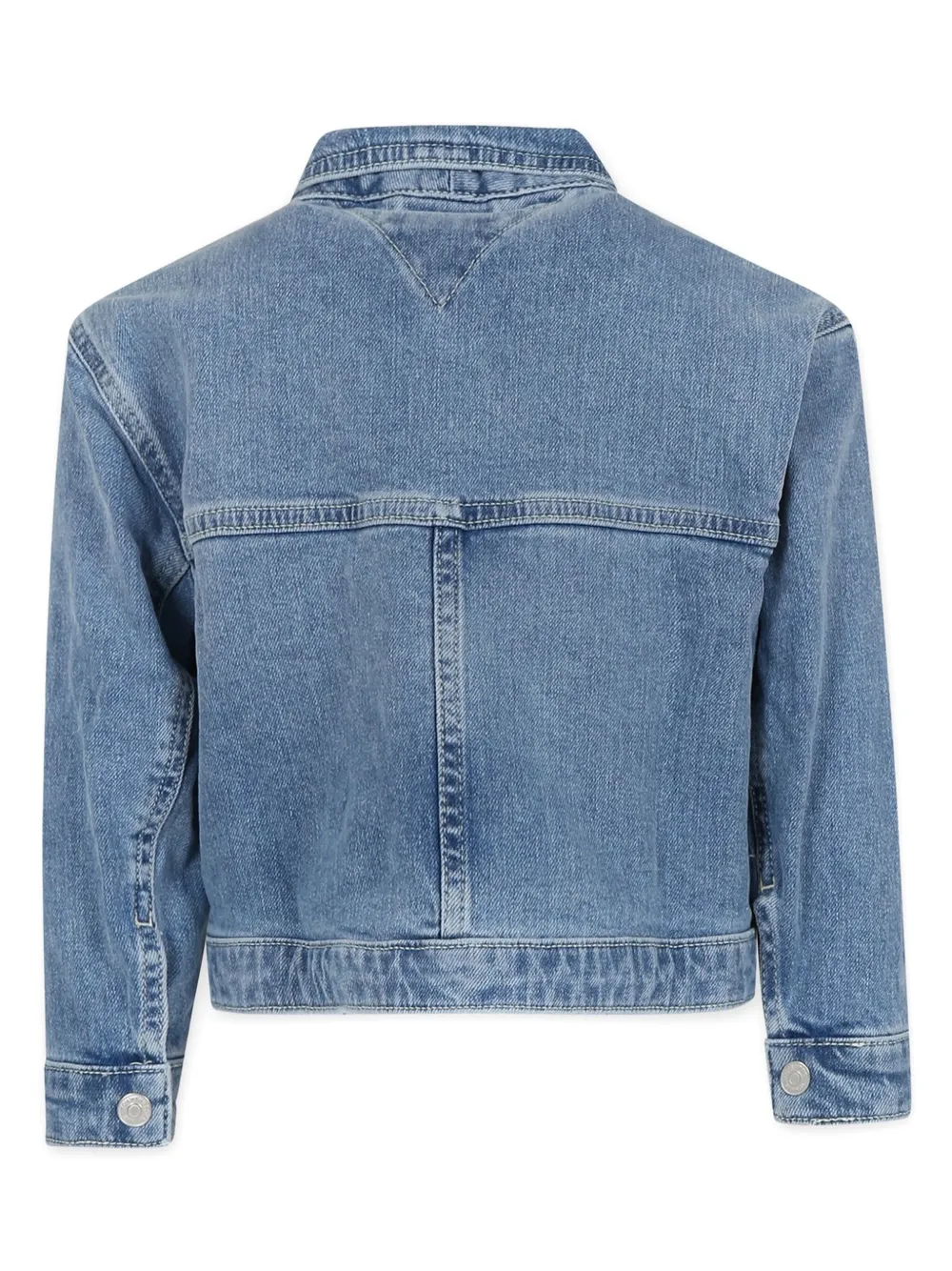 Shop Tommy Hilfiger Junior Logo-embroidered Denim Jacket In Blue