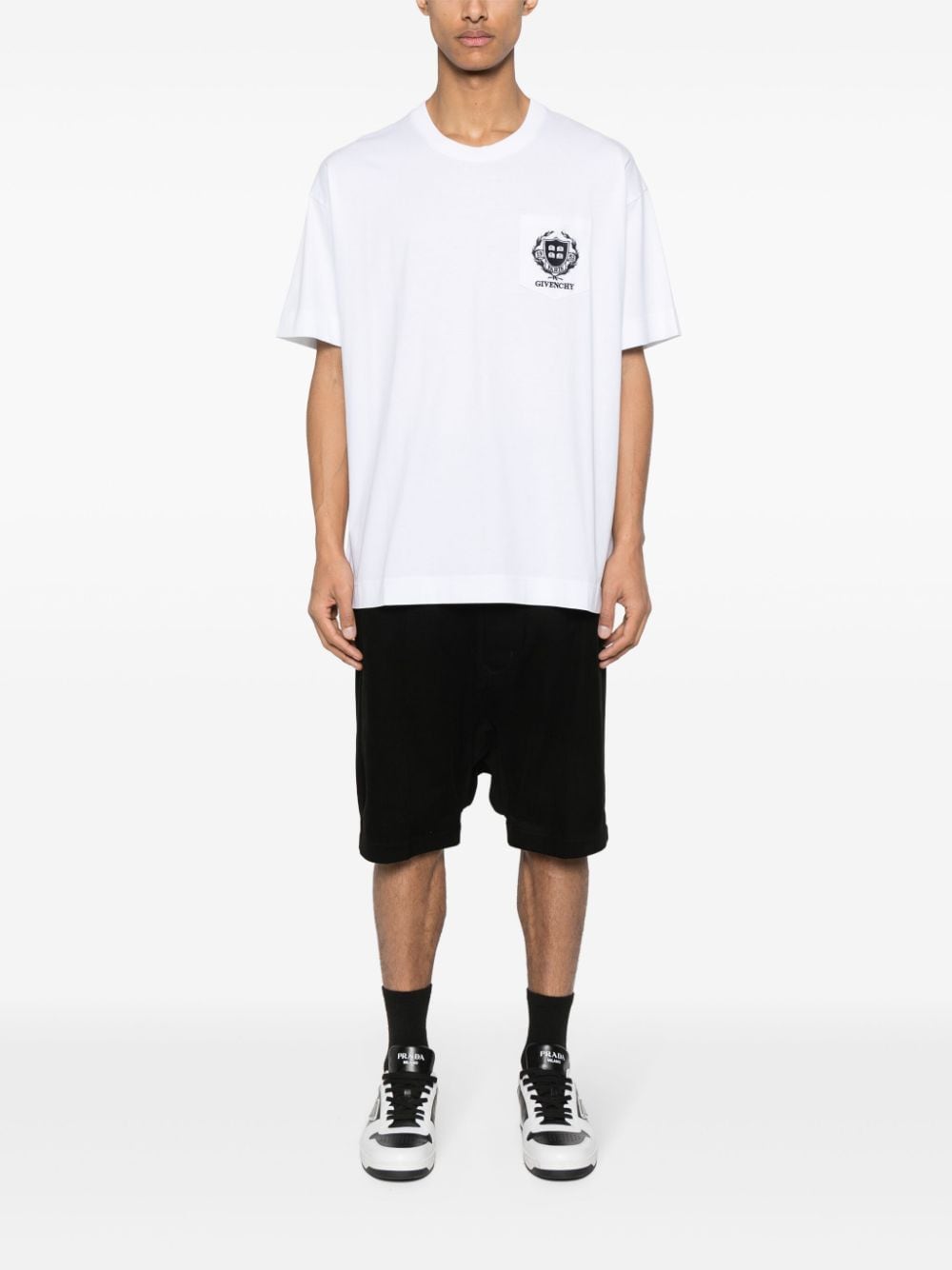 Shop Givenchy Logo-embroidered Cotton T-shirt In White